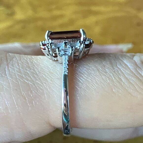 Red Labradorite Vermelho Red Garnet Sterling Silver Ring Size 9.75 - Picture 3 of 9